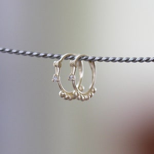 Hoop Earring Gold set with White Diamonds image 2