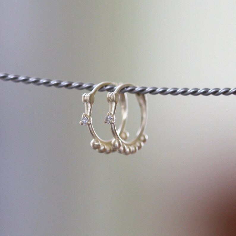 Hoop Earring Gold set with White Diamonds image 2