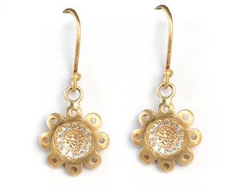 Dangle  Flower Earring set with Diamonds