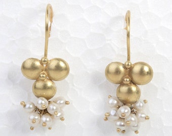 Pearls Gold Earrings Bridal Earrings