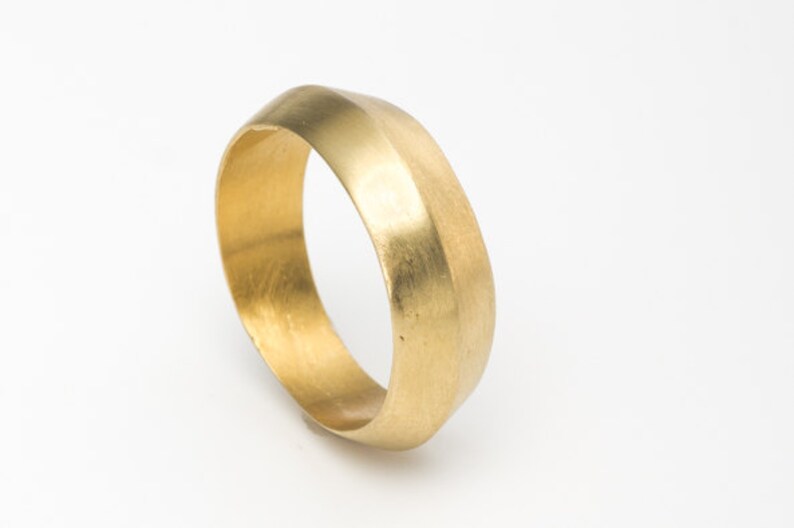 Matte Gold Wedding Band 14K Gold Ring Wide Wedding Ring Etsy