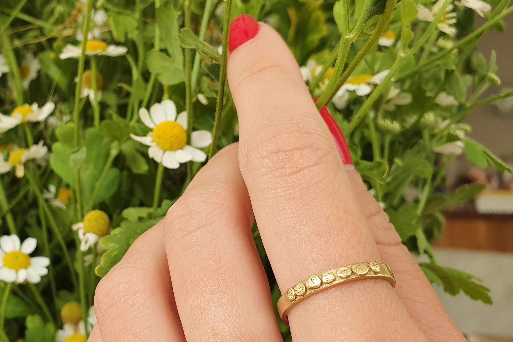 Thin Gold Band 18k Gold Wedding Ring Dainty Wedding Ring Etsy