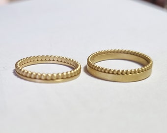 Conjunto de anillos de boda a juego de 14K, conjunto de bandas para él y para ella, alianzas de boda para parejas en oro de 14k