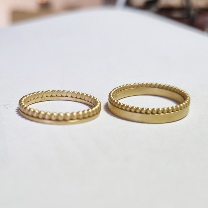 14K Matching Wedding Rings set , His and Hers Bands Set, Couples wedding bands in 14k gold image 1