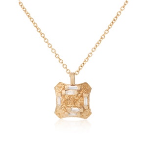 18k Gold Baguette Diamant Halskette