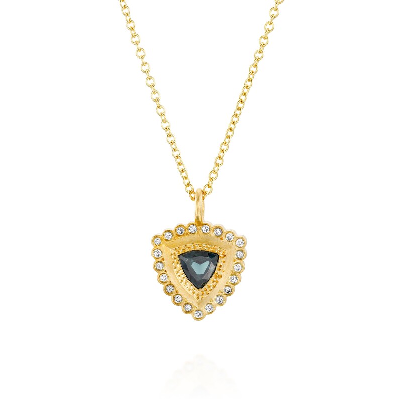 Blue Sapphire Necklace with Champagne Diamonds image 1