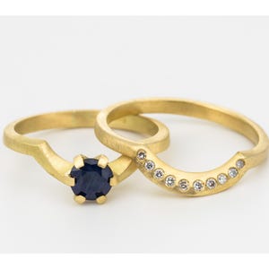 Blue Sapphire Diamond Wedding Ring set