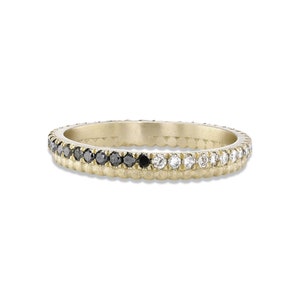 Black & Champagne Diamond Eternity Ring - 14k Gold Engagement Band