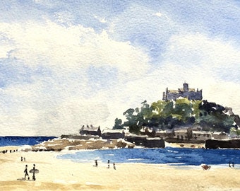 Mont Saint-Michel, Marazion - aquarelle en édition limitée