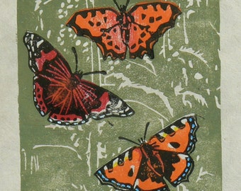 Impression linogravure British Garden Butterflies