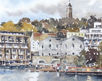 Brandon Hill et la tour Cabot, Bristol - aquarelle en édition limitée