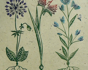Botanical Peculiarities linocut print