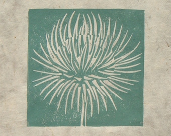 Mini linogravure avec graines de chardon