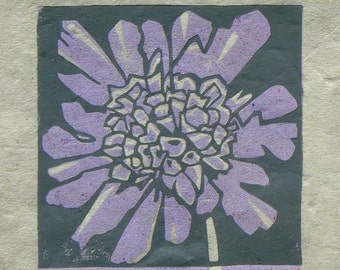 Scabious mini linocut print