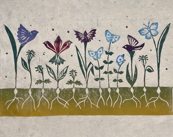 Impression linogravure Seeds