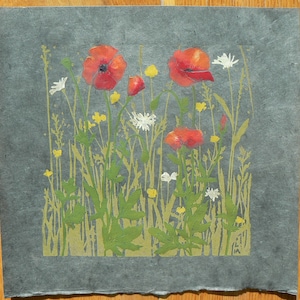 Poppy Meadow lino cut print image 2