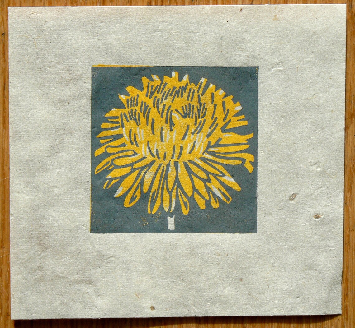 Dandelion Mini Linocut Print Etsy