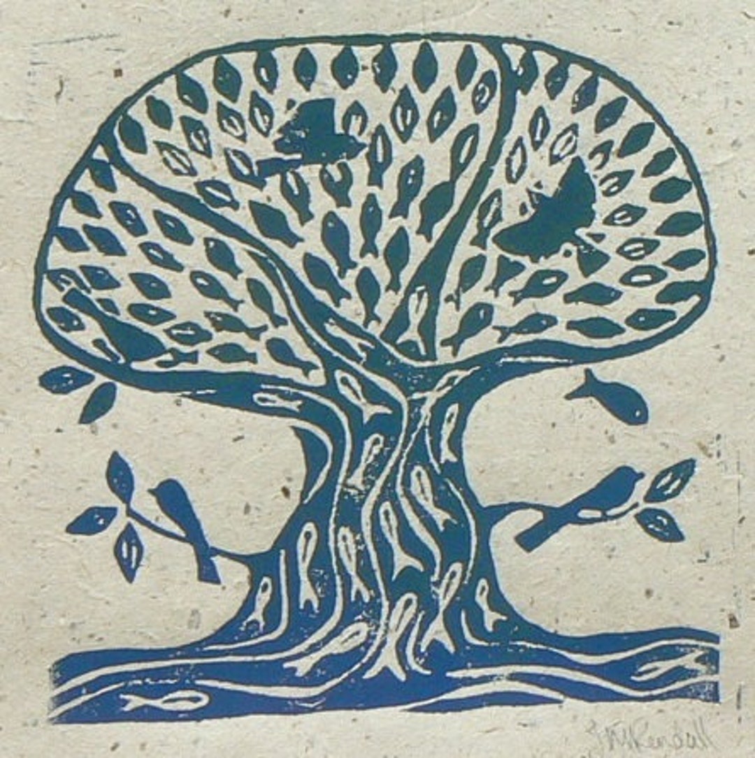 Sea Tree Linocut Print - Etsy