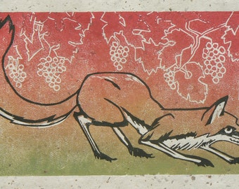 Fox linocut print