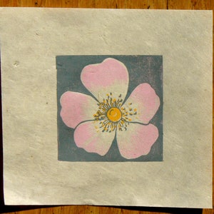 Dog Rose mini linocut print image 2