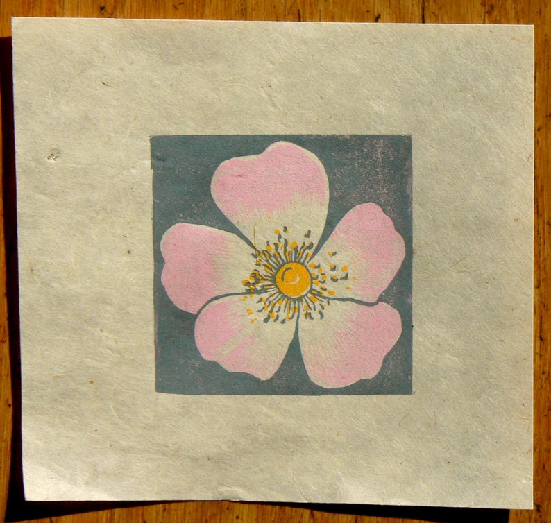 Dog Rose mini linocut print image 2