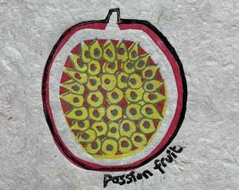 Impression linogravure Fruit de la passion