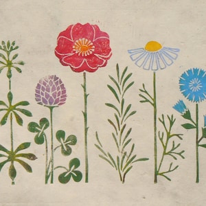 Apothecary's Garden linocut print | Plants | Flowers | Healing properties | Nature | Beauty | Natural remedy