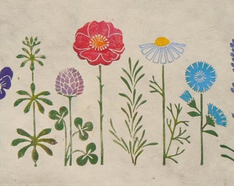 Apothecary's Garden linocut print | Plants | Flowers | Healing properties | Nature | Beauty | Natural remedy