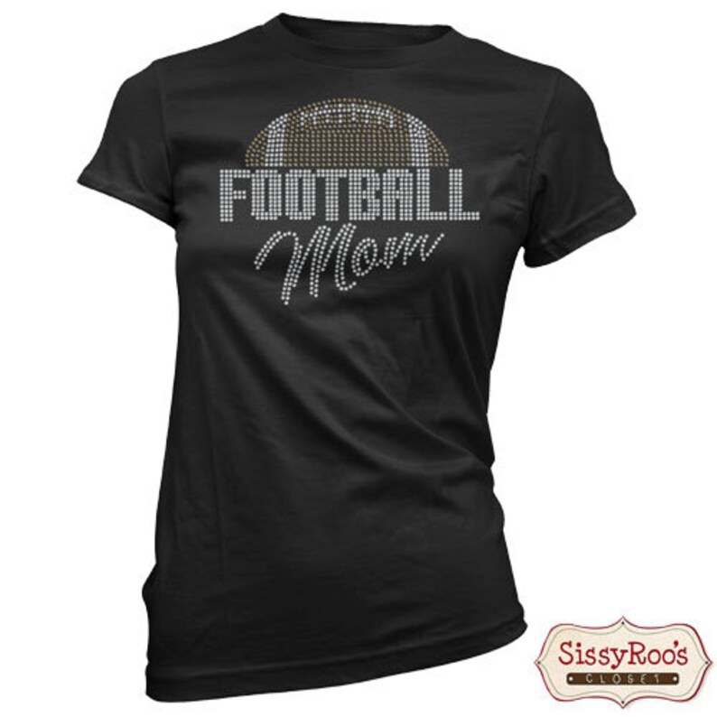 Rhinestone Football Mom TShirt Custom Mom Bling Spirit Etsy