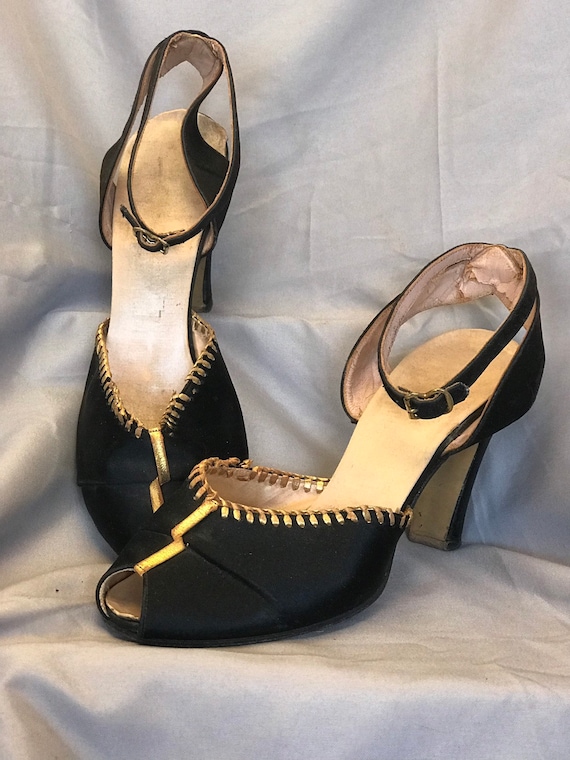 1930's Silk Satin Open Toe Evening Sandal