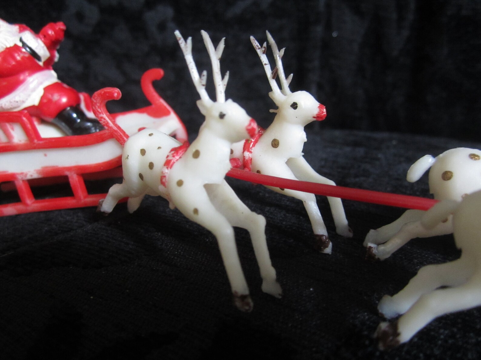 Vintage plastic Santa in Sleigh with 6 reindeer made in Hong Etsy