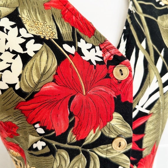 S M 80s Dress Tiki Floral Hawaiian Tropical by Pa… - image 7