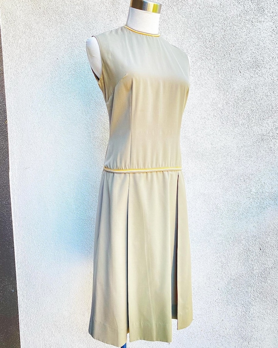S 60s Mod Go Go Shift Dress Khaki Green School Scooter Girl by Bobbie  Brooks Extra Small