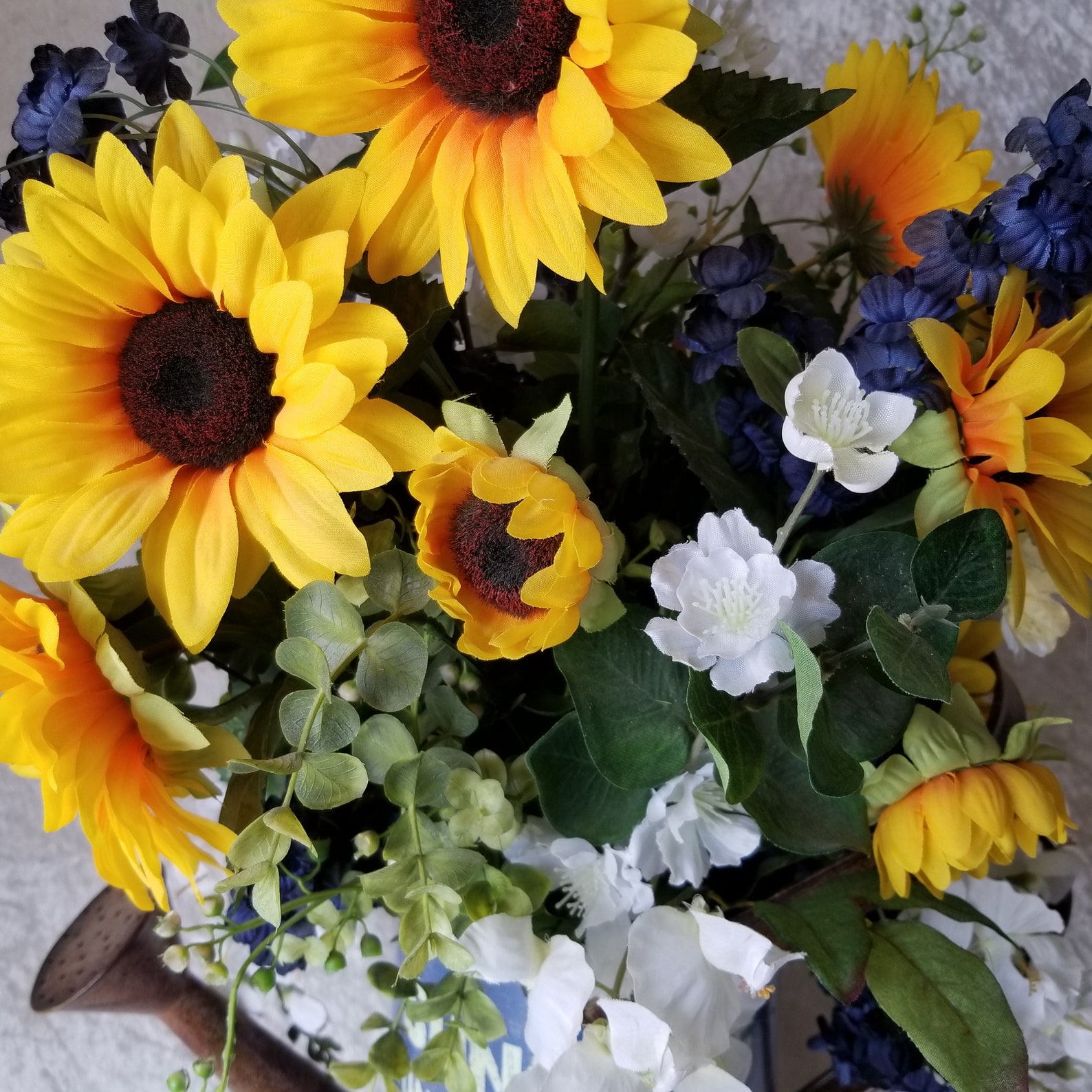 Silk Sunflower Arrangement in a Watering Can Silk Floral Etsy