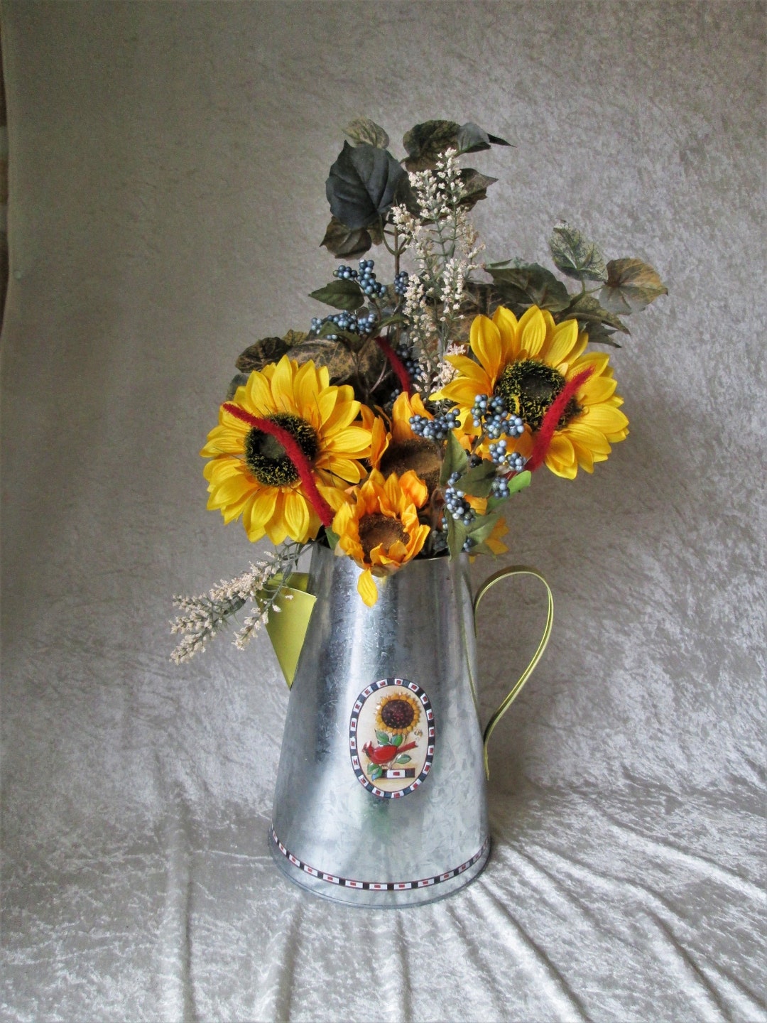 Silk Sunflower Arrangement in a Watering Can Silk Floral Etsy