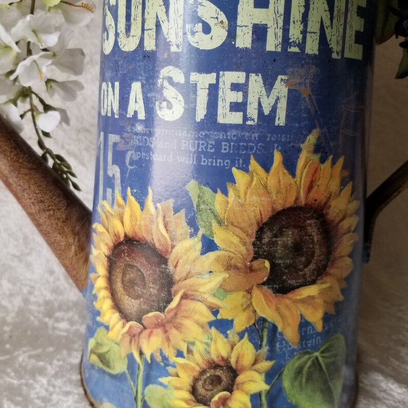 Silk Sunflower Arrangement in a Watering Can Silk Floral Etsy