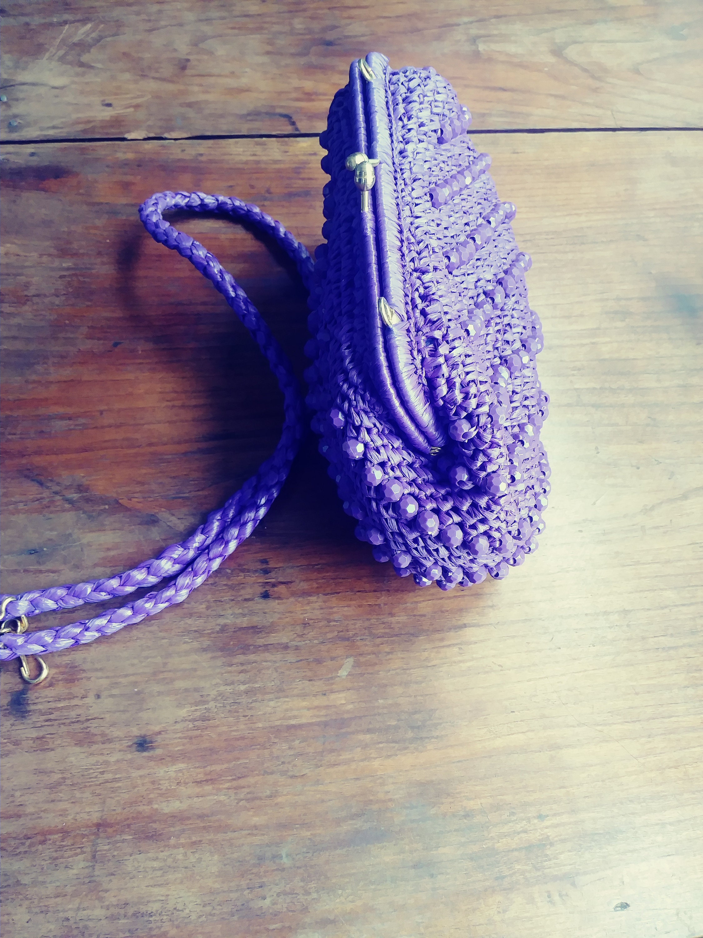 purple straw bag