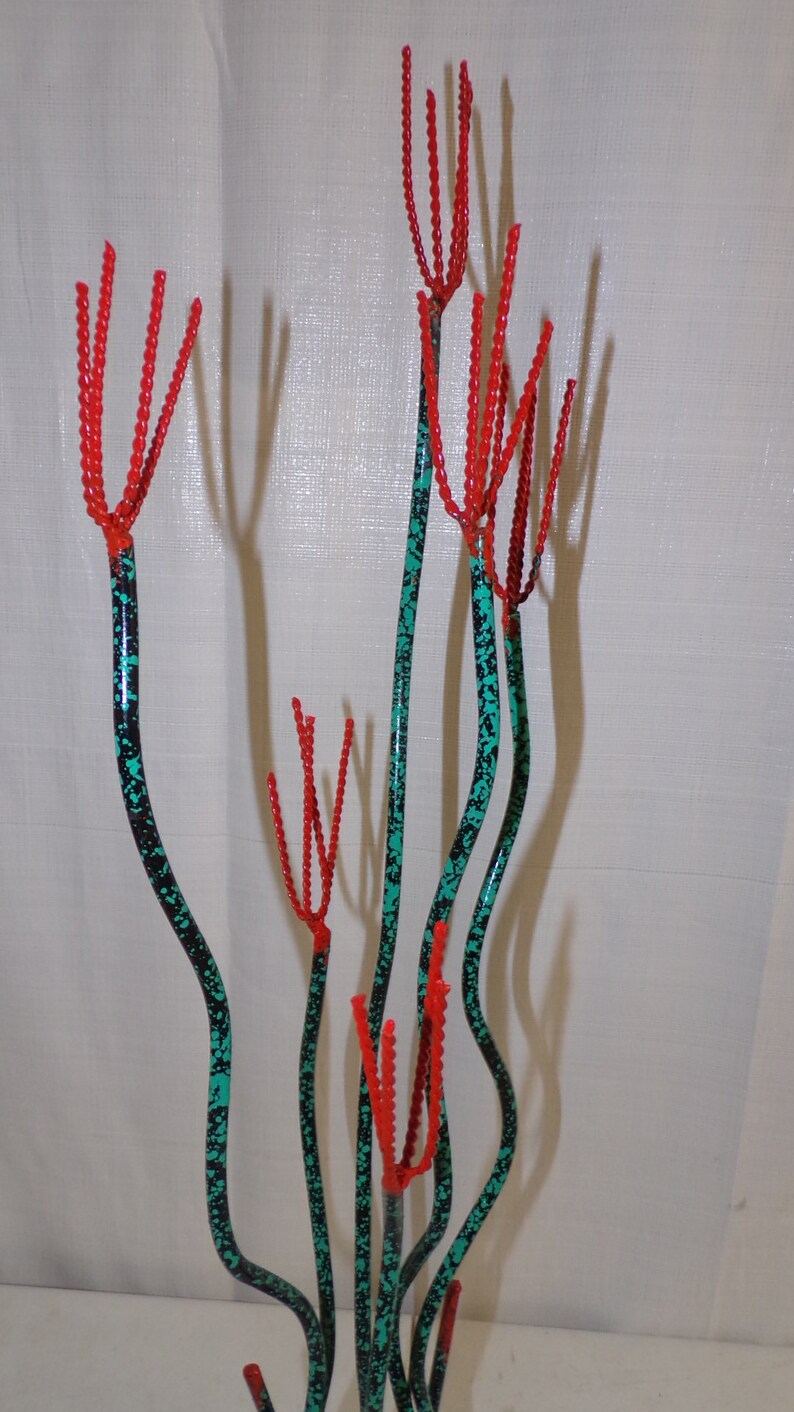 Beautiful Ocotillo Metal Yard Art Hand Made Hand Painted Etsy