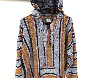 XL Baja Surfer Hoodie Pullover Poncho – Mexican Beach Jacket