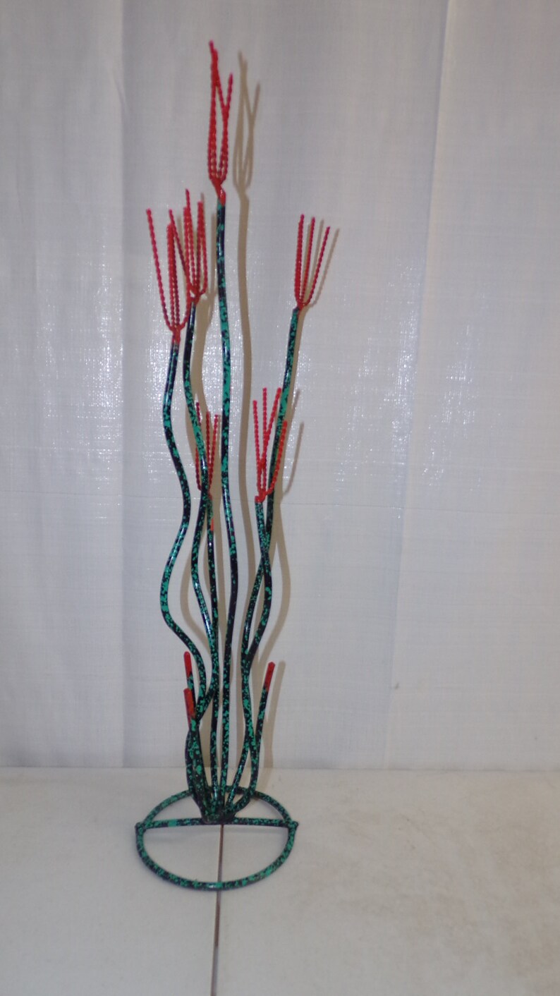 Beautiful Ocotillo Metal Yard Art Hand Made Hand Painted Etsy