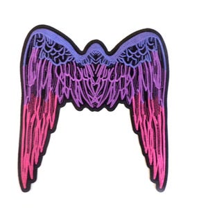 Large 8.8&quot; Ladies Tricolor Biker Wings Back Patch. Iron On or Sew On. Free Shipping.