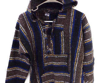 Medium Baja Hoodie Pullover Poncho – Unisex Mexico Surf Beach Style