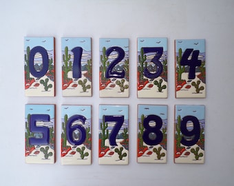 Beautiful Southwest Address Numbers Hand Made, Hand Painted Long Lasting Talavera House #'s, FREE SHIPPING! Frames Are Available Separately.