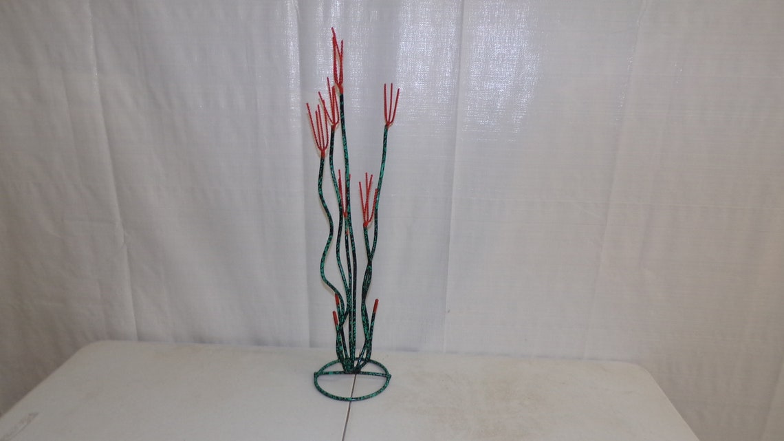 Beautiful Ocotillo Metal Yard Art Hand Made Hand Painted Etsy