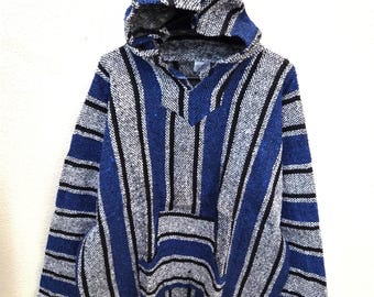 XL Baja Surfer Hoodie Pullover Poncho – Mexican Beach Hoodie, Festival Baja Jacket