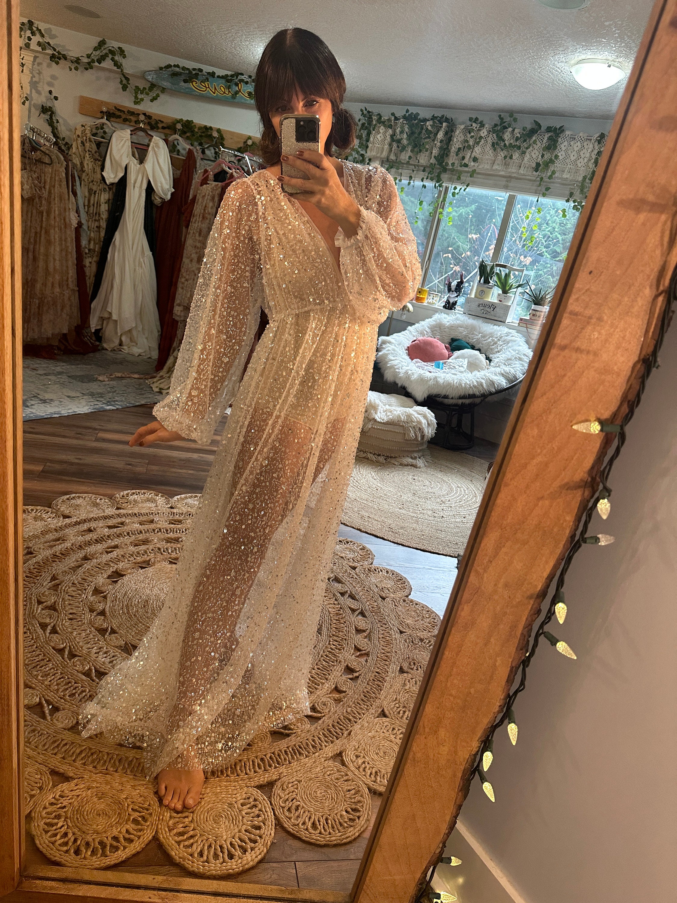 Lucky star glitter gown cheap white