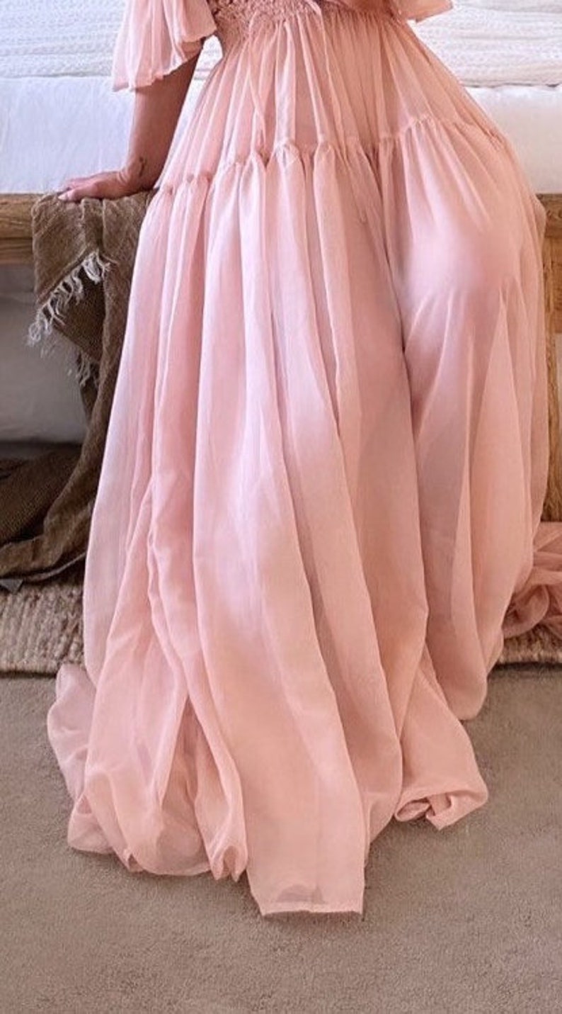 Pre-Order: New colors added The Mystical Wonders Two Piece in Soft Silky Chiffon Wedding dress reclamation dress two piece maternity Pink