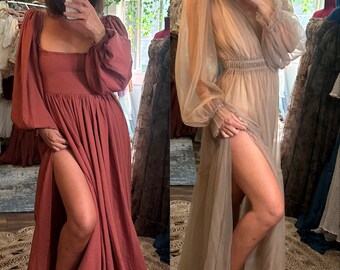 Ready to ship two dress deal wish dress sheer light taupe color and oh lover rose cotton
