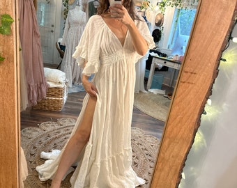 Mother’s Day sale Ivory  Awaken Gown - ready to ship - wedding dress - open front dress - maternity