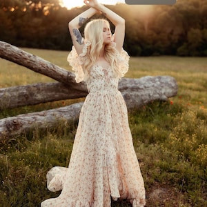 Pre-Order: The Poetry Gown Reclamation Romantic dress Beige Floral